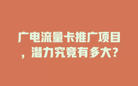 广电流量卡推广项目，潜力究竟有多大？