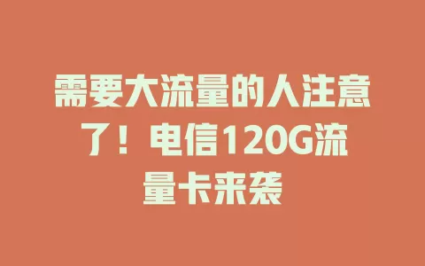 需要大流量的人注意了！电信120G流量卡来袭