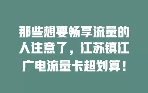 那些想要畅享流量的人注意了，江苏镇江广电流量卡超划算！