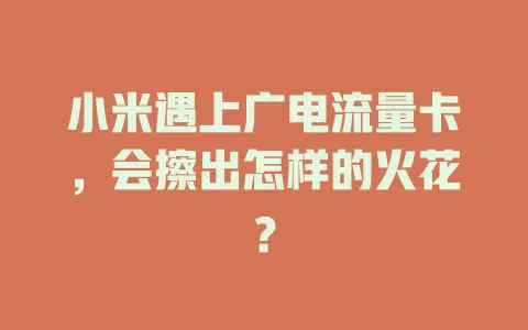 小米遇上广电流量卡，会擦出怎样的火花？