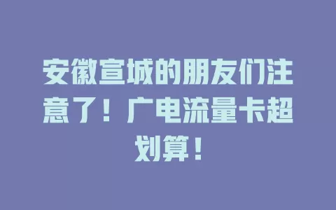 安徽宣城的朋友们注意了！广电流量卡超划算！