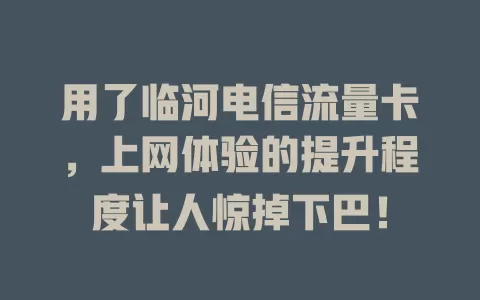 用了临河电信流量卡，上网体验的提升程度让人惊掉下巴！