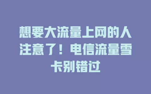 想要大流量上网的人注意了！电信流量雪卡别错过