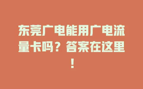 东莞广电能用广电流量卡吗？答案在这里！