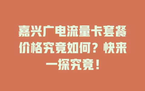 嘉兴广电流量卡套餐价格究竟如何？快来一探究竟！