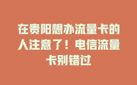 在贵阳想办流量卡的人注意了！电信流量卡别错过