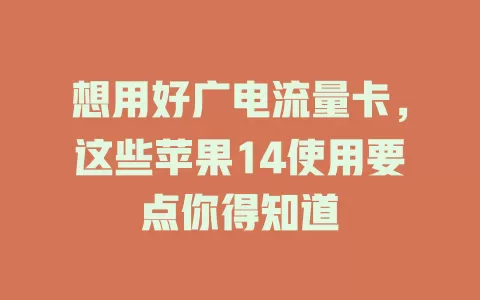 想用好广电流量卡，这些苹果14使用要点你得知道