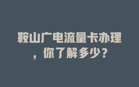 鞍山广电流量卡办理，你了解多少？