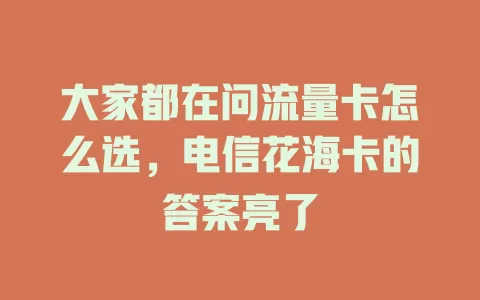 大家都在问流量卡怎么选，电信花海卡的答案亮了