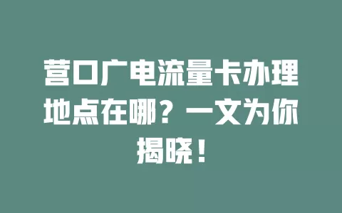 营口广电流量卡办理地点在哪？一文为你揭晓！