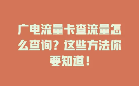 广电流量卡查流量怎么查询？这些方法你要知道！