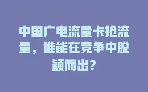 中国广电流量卡抢流量，谁能在竞争中脱颖而出？