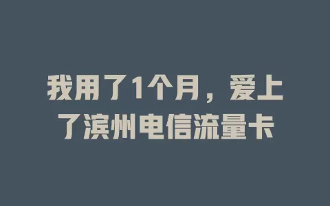 我用了1个月，爱上了滨州电信流量卡