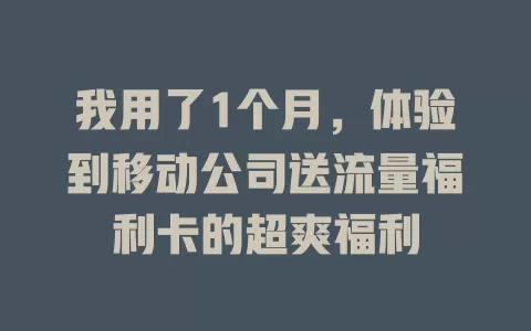 我用了1个月，体验到移动公司送流量福利卡的超爽福利