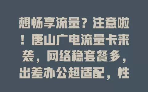 想畅享流量？注意啦！唐山广电流量卡来袭，网络稳套餐多，出差办公超适配，性价比超高！