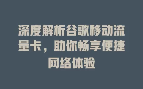 深度解析谷歌移动流量卡，助你畅享便捷网络体验