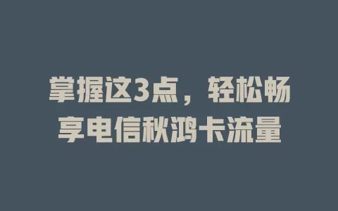 掌握这3点，轻松畅享电信秋鸿卡流量
