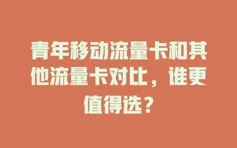 青年移动流量卡和其他流量卡对比，谁更值得选？