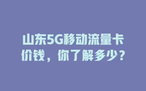 山东5G移动流量卡价钱，你了解多少？