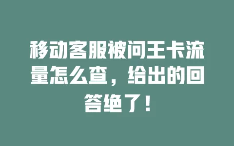 移动客服被问王卡流量怎么查，给出的回答绝了！