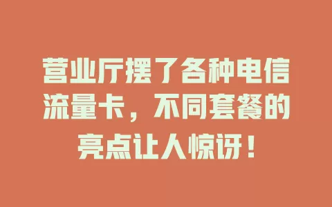 营业厅摆了各种电信流量卡，不同套餐的亮点让人惊讶！