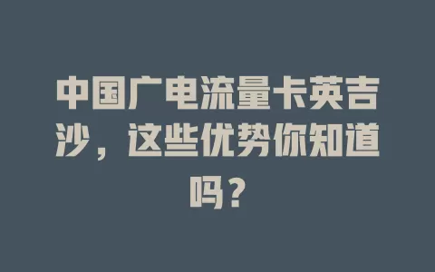 中国广电流量卡英吉沙，这些优势你知道吗？