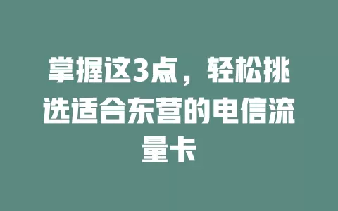 掌握这3点，轻松挑选适合东营的电信流量卡