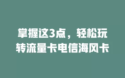 掌握这3点，轻松玩转流量卡电信海风卡