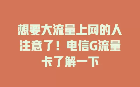 想要大流量上网的人注意了！电信G流量卡了解一下