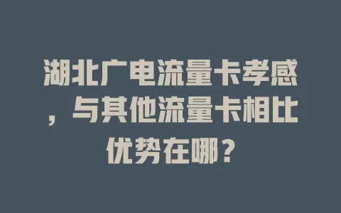 湖北广电流量卡孝感，与其他流量卡相比优势在哪？