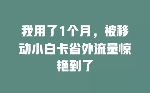 我用了1个月，被移动小白卡省外流量惊艳到了