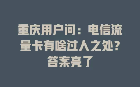 重庆用户问：电信流量卡有啥过人之处？答案亮了