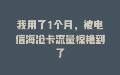 我用了1个月，被电信海沧卡流量惊艳到了