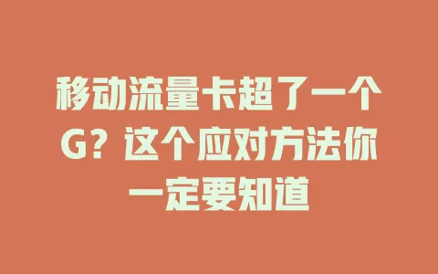 移动流量卡超了一个G？这个应对方法你一定要知道