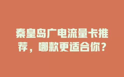 秦皇岛广电流量卡推荐，哪款更适合你？