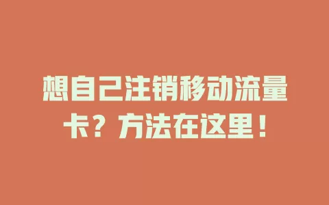想自己注销移动流量卡？方法在这里！