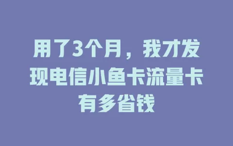 用了3个月，我才发现电信小鱼卡流量卡有多省钱