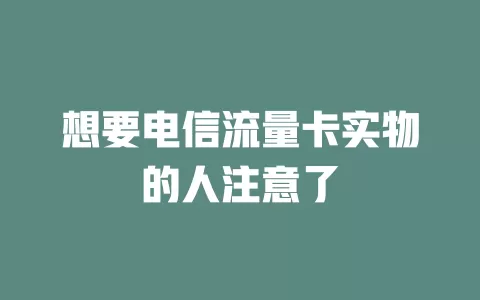 想要电信流量卡实物的人注意了