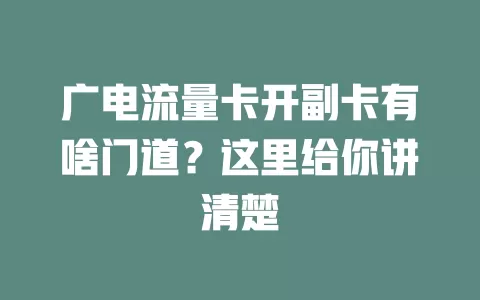 广电流量卡开副卡有啥门道？这里给你讲清楚