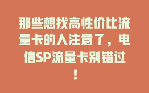 那些想找高性价比流量卡的人注意了，电信SP流量卡别错过！