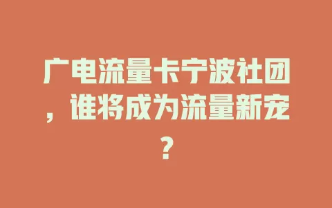 广电流量卡宁波社团，谁将成为流量新宠？