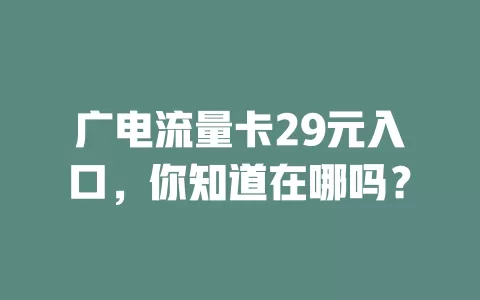 广电流量卡29元入口，你知道在哪吗？