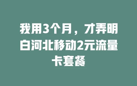 我用3个月，才弄明白河北移动2元流量卡套餐