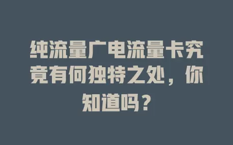 纯流量广电流量卡究竟有何独特之处，你知道吗？