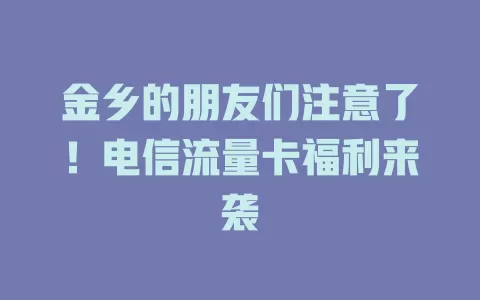 金乡的朋友们注意了！电信流量卡福利来袭