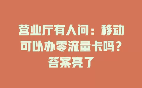 营业厅有人问：移动可以办零流量卡吗？答案亮了