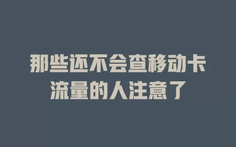那些还不会查移动卡流量的人注意了