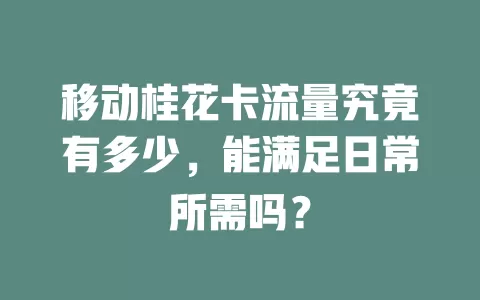 移动桂花卡流量究竟有多少，能满足日常所需吗？