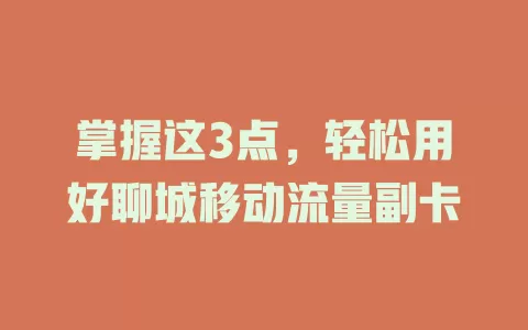 掌握这3点，轻松用好聊城移动流量副卡