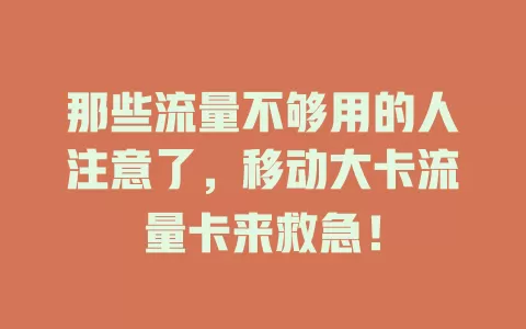 那些流量不够用的人注意了，移动大卡流量卡来救急！